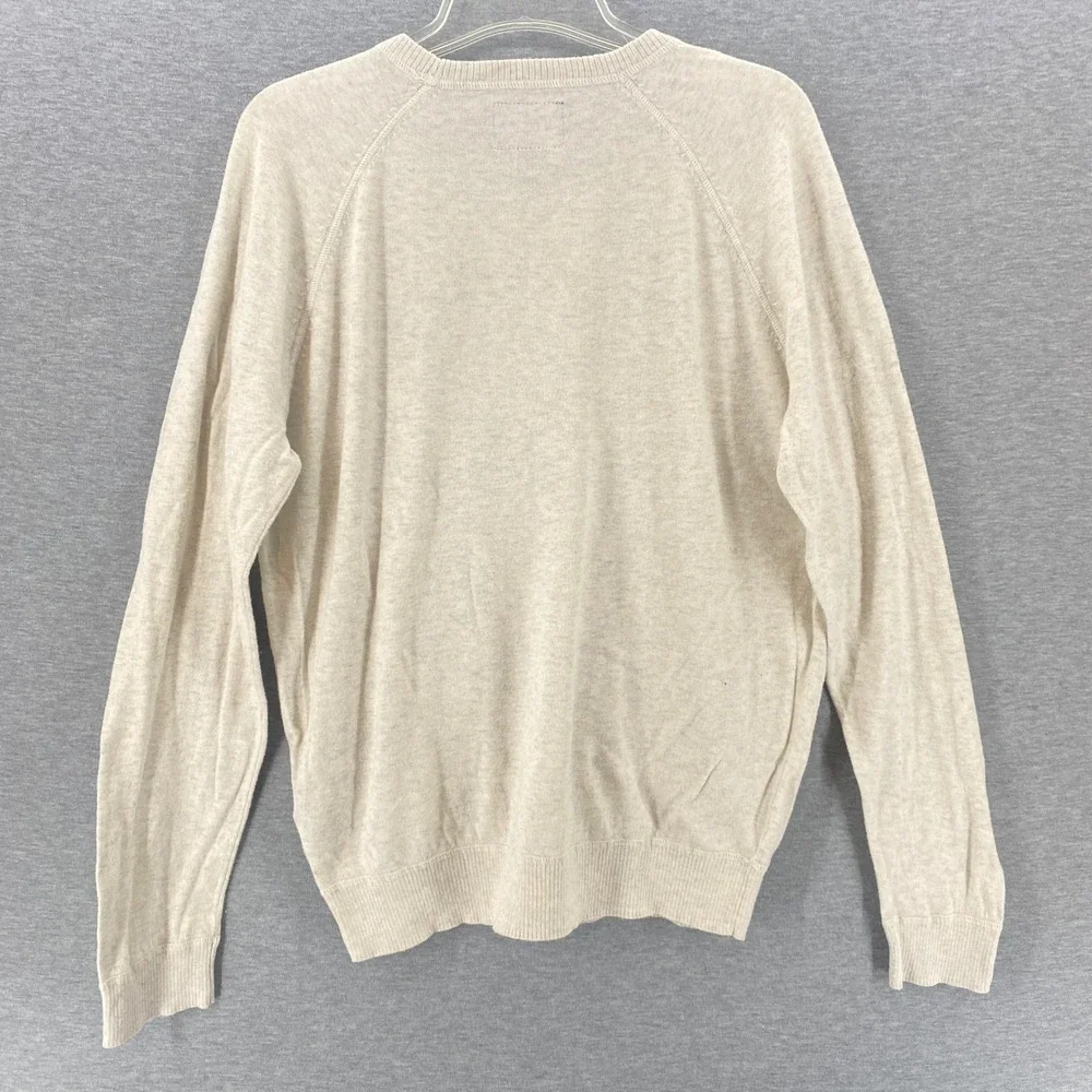 American Eagle Outfitters Beige Crewneck Sweater Preppy Casual Classic Fit L‎